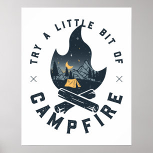 Coola Camping Campper Campfire under stenbergen Poster