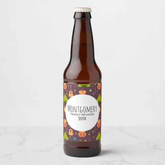 Coola Camping Design Outdoorsy Mönster Ölflaska Etikett (Framsida)