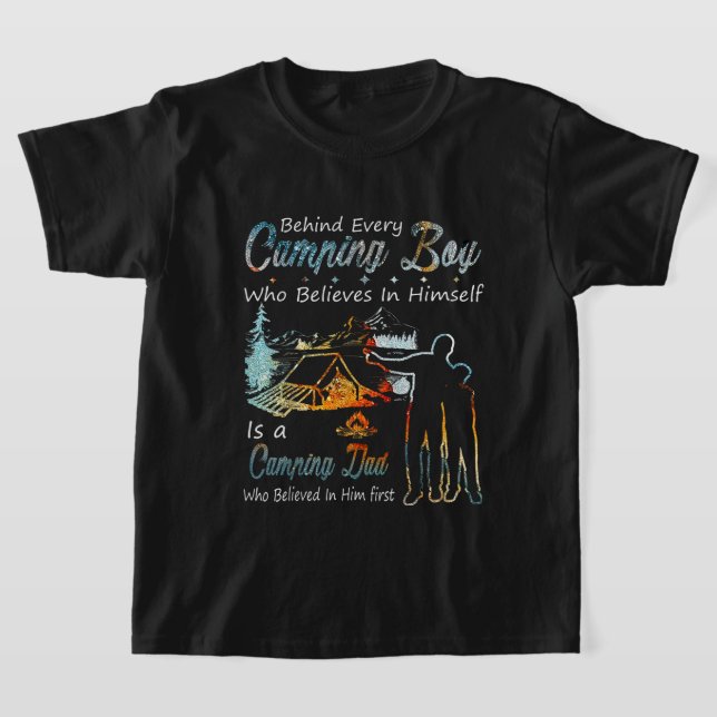 Coola Camping Pappa pojken ord art T Shirt (Laydown)