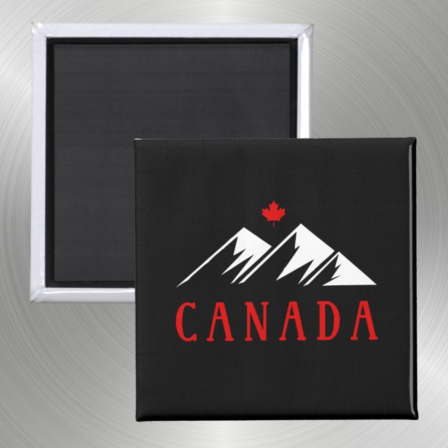 Coola Canada Mountains Canadian Maple Löv Mörk Magnet (Skapare uppladdad)