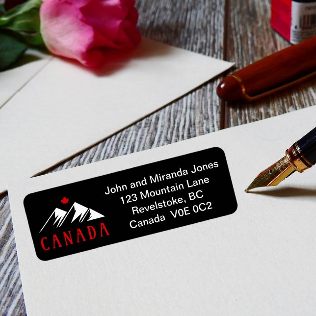 Coola Canada Mountains Canadian Maple Löv Mörk Returadress Etikett (Skapare uppladdad)