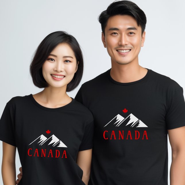 Coola Canada Mountains Canadian Maple Löv Mörk T Shirt (Skapare uppladdad)