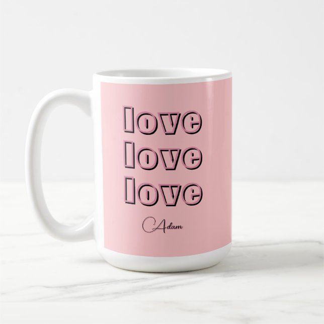 Coola Candy Rosa Clean 3 x Kärlek | Pastel Ro Kaffemugg (Vänster)