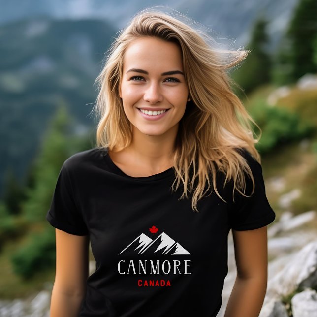 Coola Canmore Canada Mountains Maple Löv Mörk T Shirt (Skapare uppladdad)