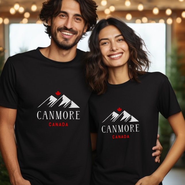 Coola Canmore Canada Mountains Maple Löv Mörk T Shirt (Skapare uppladdad)