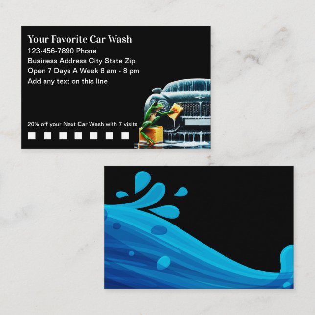 Coola Car Tvättar kundförmånsersättningar Visitkort (Fram/baksida)