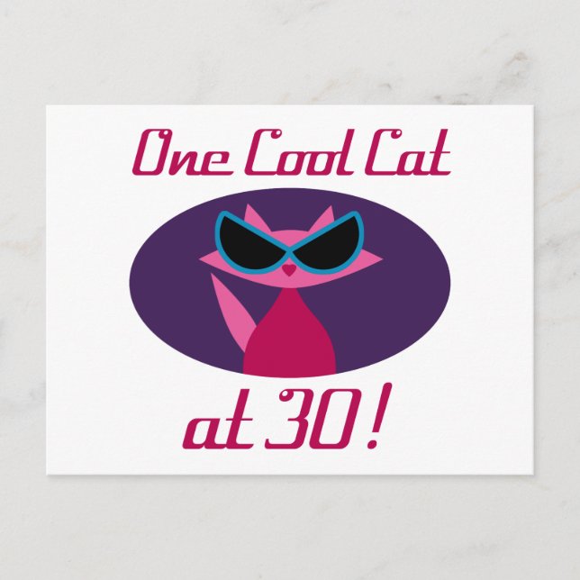 Coola Cat 30års födelsedag Vykort (Framsida)