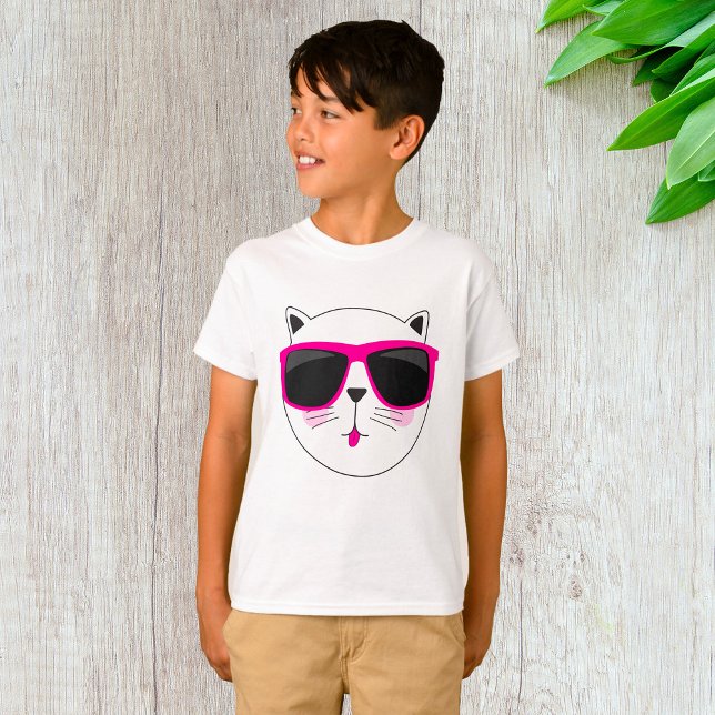 Coola Cat Ansikte med Rosa Sunglass Cute Kattunge T Shirt (Skapare uppladdad)