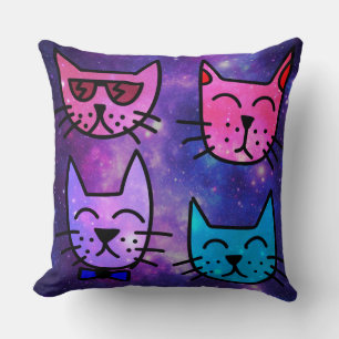 Coola Cat Ansikte på en rymdbakgrund Kudde