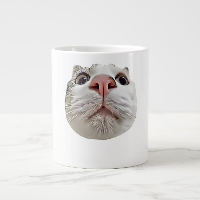 Coola Cat Boll Ansikte Cute Funny Memine Jumbo Mugg (Framsidan)