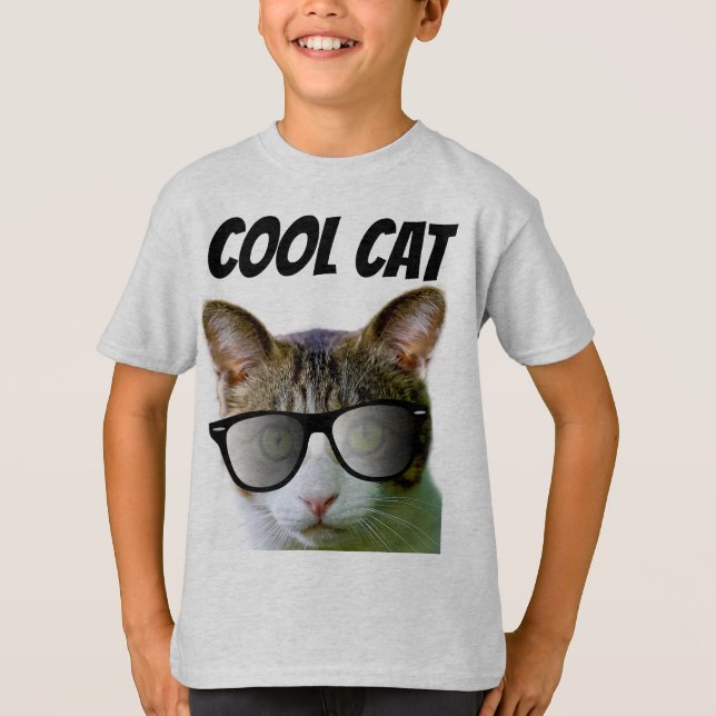 COOLA CAT BOYS CAT LOVER KIDS T-Shirts (Framsida)