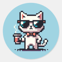 Coola Cat Coffee Break: 8-bitars Pixel Art