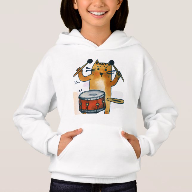 Coola Cat Drummer T Shirt (Framsida)
