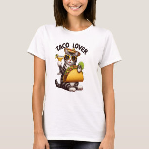 Coola Cat Enjoying Taco tisdag T Shirt