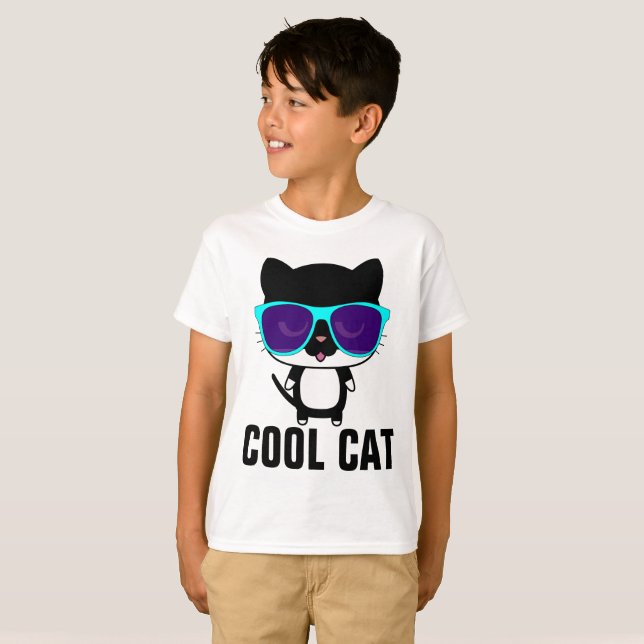 COOLA CAT Funny Kids Boys T-shirts (Hel framsida)
