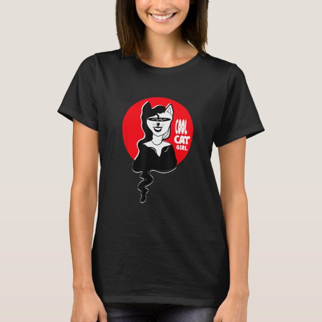 Coola Cat Girl Cat T Shirt (Framsida)