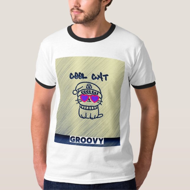 Coola Cat Groovy T Shirt (Framsida)