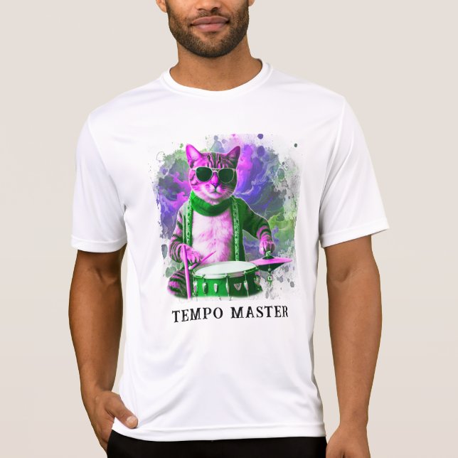 *~* Coola Cat HIPPIE DRUMMER AP91 Percussionist T Shirt (Framsida)