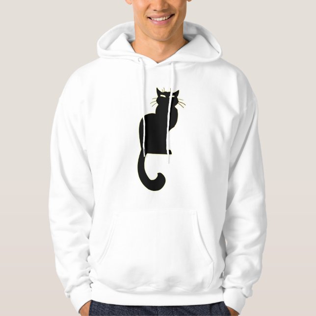 Coola Cat Hoodie Black Cat Hooded Sweatshirt (Framsida)