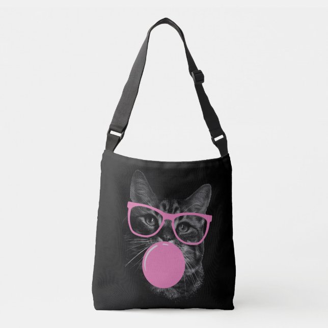 Coola Cat med Rosa Glass & Bubble Gum Axelväska (Framsida)
