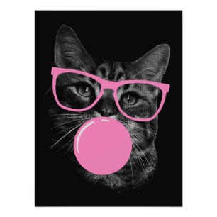 Coola Cat med Rosa Glass & Bubble Gum Fototryck