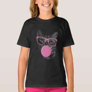 Coola Cat med Rosa Glass & Bubble Gum T Shirt