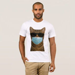 Coola Cat med skuggor och mask T Shirt