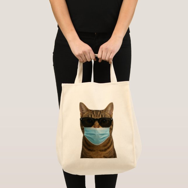 Coola Cat med skuggor och mask Tygkasse (Framsida (produkt))