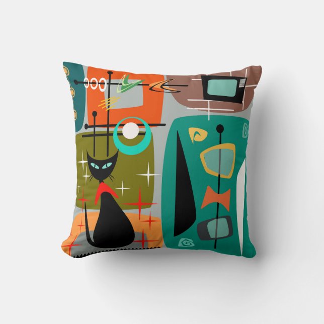 Coola Cat Mid Century Modern Stil Cushion Kudde (Framsida)