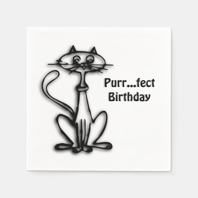 Coola Cat Purr Fect Birthday Pappersservett (Framsidan)