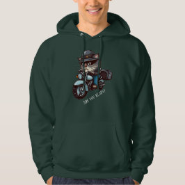 Coola Cat Riding Motorcycle Är du redo? Hoodie