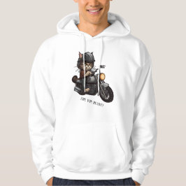 Coola Cat Riding Motorcycle Är du redo? Hoodie