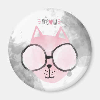 Coola Cat Rosa Watercolor Meow Magnet