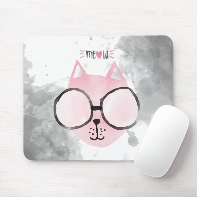 Coola Cat Rosa Watercolor Meow Musmatta (Med mus)