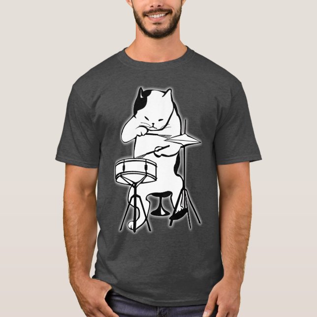 Coola Cat Spela Jazz på Drums T Shirt (Framsida)