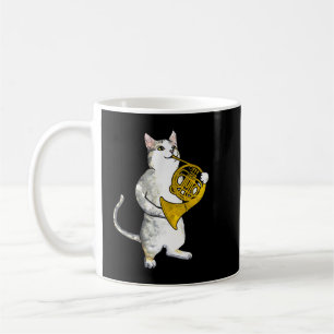 Coola Cat Spelande Fransk Horn Musician Orchestra Kaffemugg