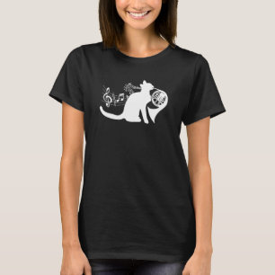 Coola Cat Spelande Fransk Horn Musician Orchestra T Shirt