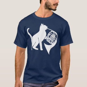 Coola Cat Spelande Fransk Horn Musician Orchestra T Shirt