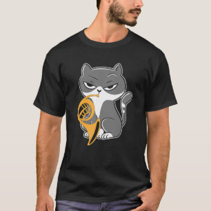 Coola Cat Spelande Fransk Horn Musician Orchestra T Shirt