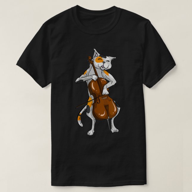 Coola Cat Speling Cello Funny Kitten Instrument Pl T Shirt (Design framsida)
