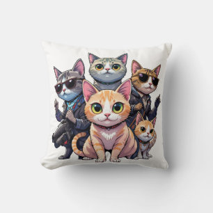 "Coola Cat Squad Retro Gang of Kittens Kudde