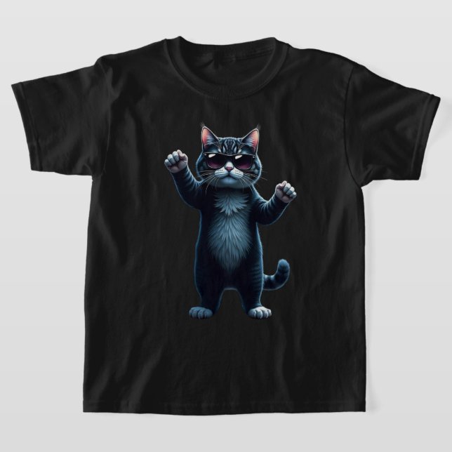 Coola Cat Sten Dancer Tee | Funny Animal Music Gif (Laydown)