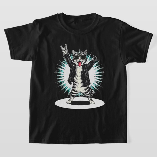 Coola Cat Sten Dancer Tee | Funny Animal Music Gif (Laydown)
