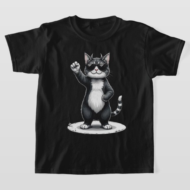 Coola Cat Sten Dancer Tee | Funny Animal Music Gif (Laydown)