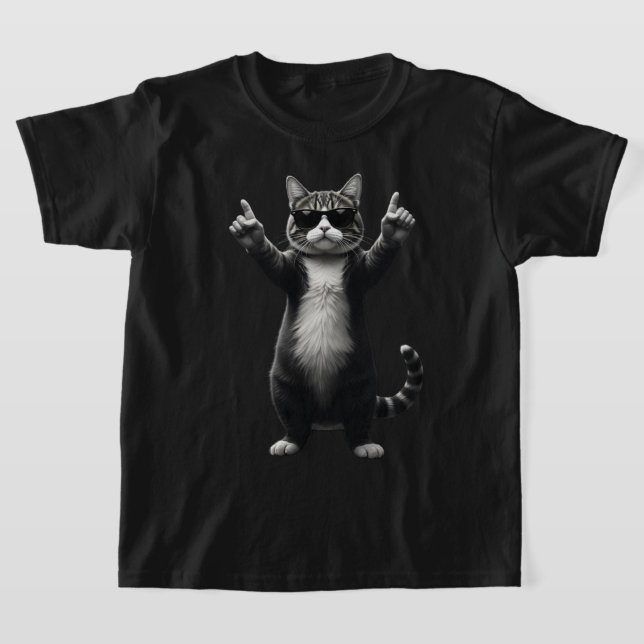 Coola Cat Sten Dancer Tee | Funny Animal Music Gif (Laydown)