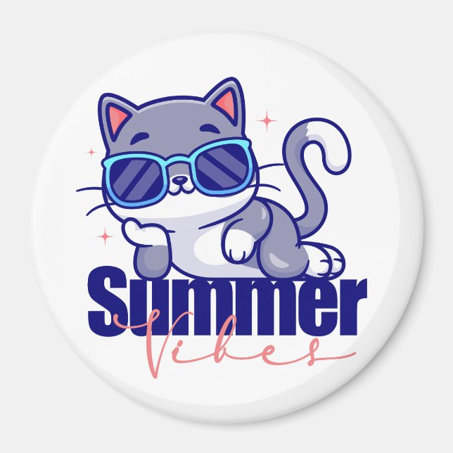 Coola Cat Summer Vibes Magnet (Framsidan)
