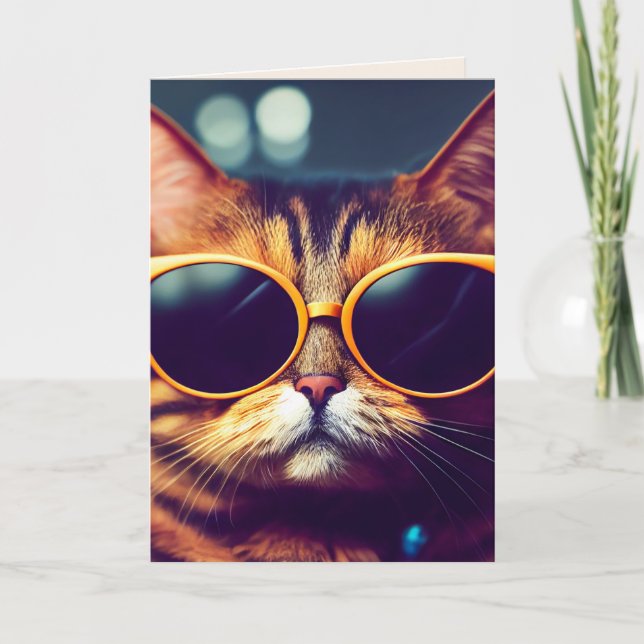 COOLA CAT SUNGLASSES FÖDELSEDAGSKORT CARD KORT (Framsida)