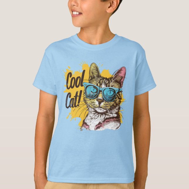 "Coola Cat" under solglasögon T Shirt (Framsida)