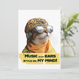 Coola Cat Vibes Hipster Kattunge med hörlurar Inbjudningar