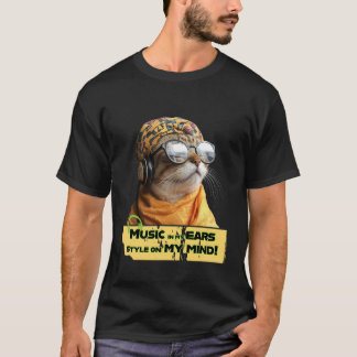 Coola Cat Vibes - Hipster Kattunge med hörlurar T Shirt